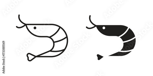 Shrimp icon. flat and stroke style Collection. simple symbol