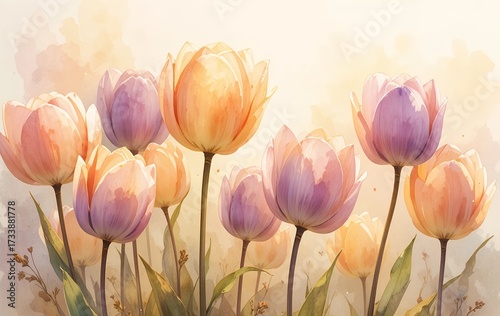 Pastel Tulip Symphony in Soft Spring Light