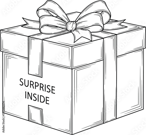Surprise gift box hand-drawn vector illustration