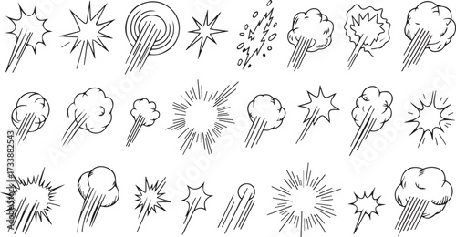 Vector art of collection of comic explosion effects for art