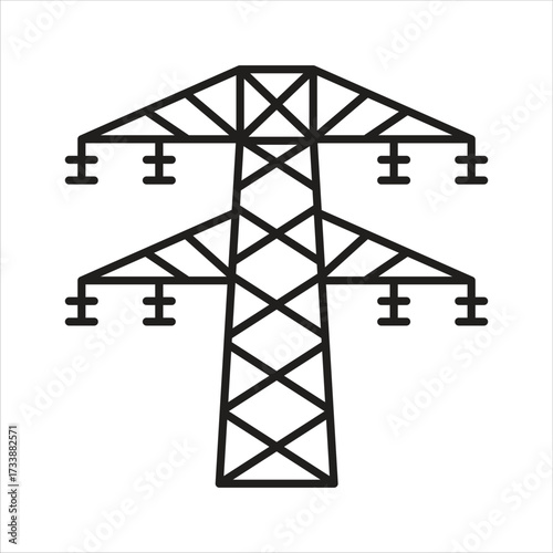 High Voltage Power Transmission Tower Icon Design Elements Illustration
