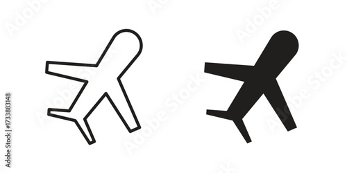 Plane icon. flat and stroke style Collection. simple symbol