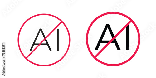 No ai sign icon. flat and stroke style Collection. simple symbol