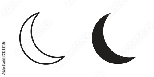 Moon icon. flat and stroke style Collection. simple symbol