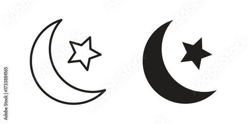 Moon icon. flat and stroke style Collection. simple symbol