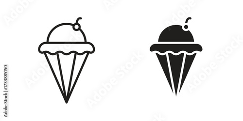 Ice cream icon. flat and stroke style Collection. simple symbol