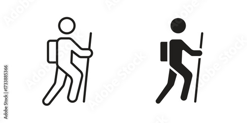 Hiking icon. flat and stroke style Collection. simple symbol