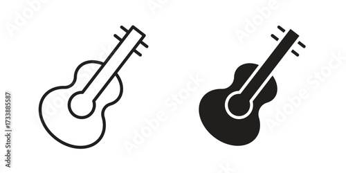 Guitar icon. flat and stroke style Collection. simple symbol