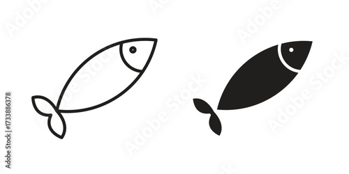 Fish icon. flat and stroke style Collection. simple symbol