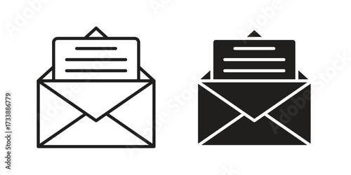 Envelope open icon. flat and stroke style Collection. simple symbol