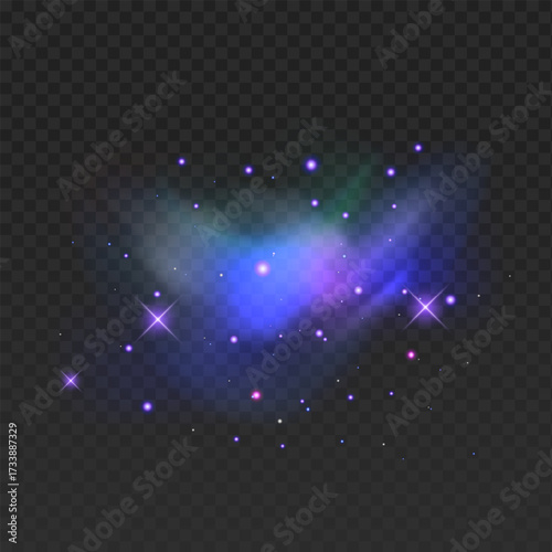 Blue fantasy universe night starry sky and Milky Way. Space dark background, light  Vector illustration