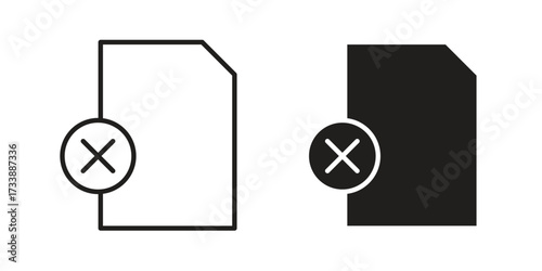 Delete Document icon. flat and stroke style Collection. simple symbol