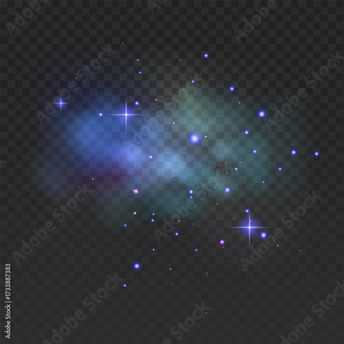 Blue fantasy universe night starry sky and Milky Way. Space dark background, light  Vector illustration