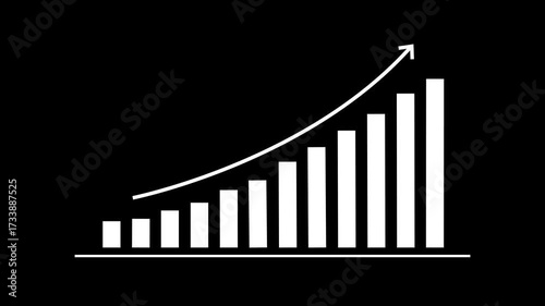 4K curve statistics graph displays increasing arrow and bar statistics, illustrating the steady increase in profits in the global economy	