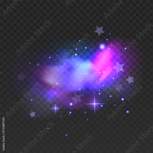 Blue fantasy universe night starry sky and Milky Way. Space dark background, light  Vector illustration