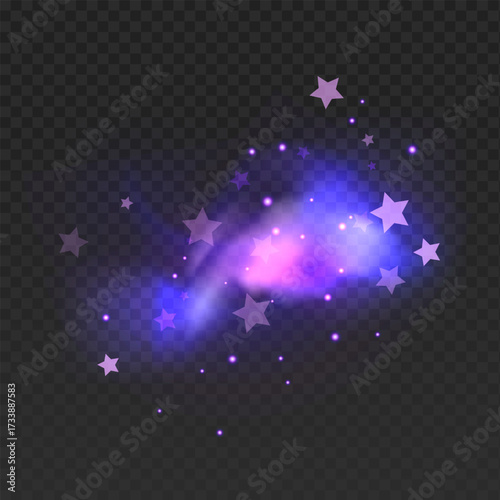 Blue fantasy universe night starry sky and Milky Way. Space dark background, light  Vector illustration