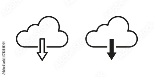 Cloud download icon. flat and stroke style Collection. simple symbol