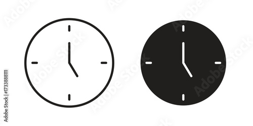 Clock-five icon. flat and stroke style Collection. simple symbol