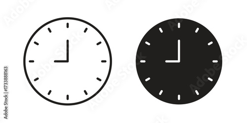 Clock nine icon. flat and stroke style Collection. simple symbol