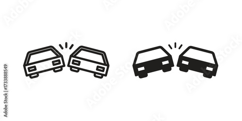 Car crash icon. flat and stroke style Collection. simple symbol