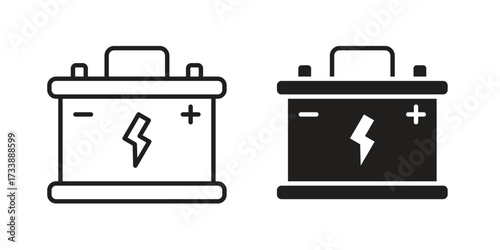 Car battery icon. flat and stroke style Collection. simple symbol