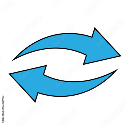 Two curved blue arrows pointing in opposite directions, forming a circular cycle.