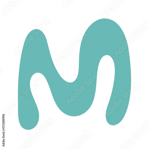 Aqua M-shaped abstract watercolor, unique for branding or
identity accents
