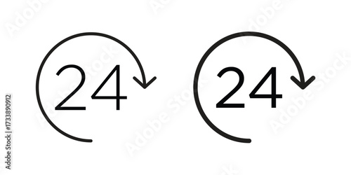 24 Hrs icon. flat and stroke style Collection. simple symbol