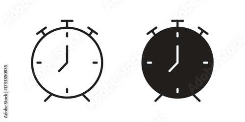 Alarm clock icon. flat and stroke style Collection. simple symbol