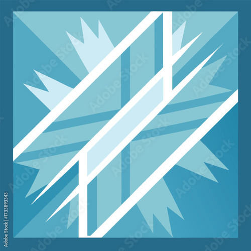 Abstract geometric pattern with sharp lines and cool blue tones