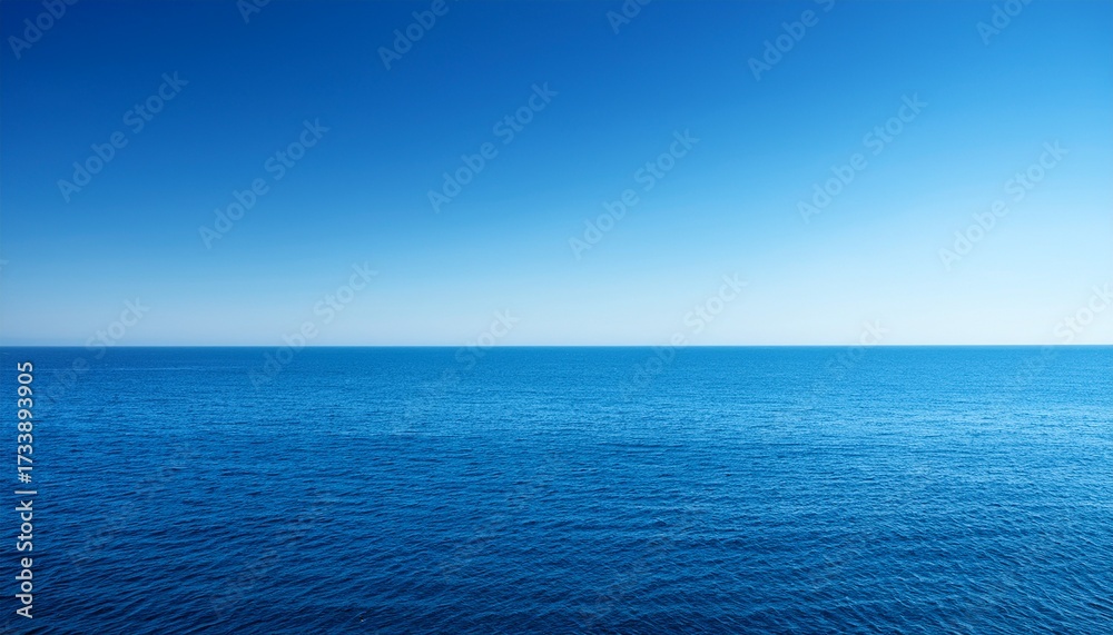 Fototapeta premium Seascape With Sea Horizon And Clear Blue Sky