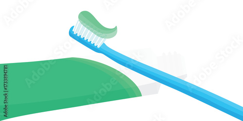 Toothpaste applied on toothbrush, isolated on white background