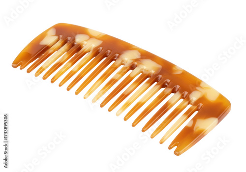 Φωτογραφία Brown and beige hair comb isolated on transparent background, tortoiseshell patt