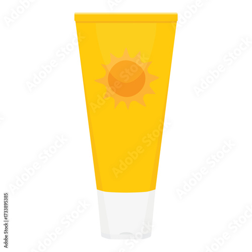 Sun cream sunscreen lotion, yellow bottle tube package
