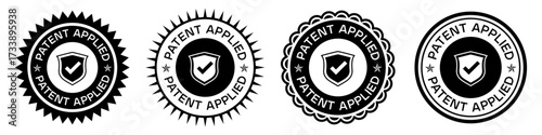 Patent Applied Badge Labels Black Certification Emblem