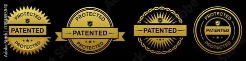 Patented Protected Badge Labels Gold Certification Emblem