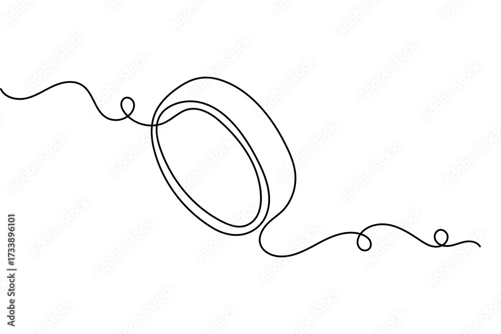 Obraz premium Continuous one line art wedding ring modern minimalist outline vector illustration isolated background 