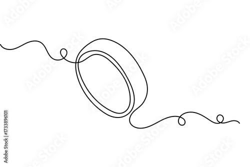 Continuous  one line art wedding ring modern minimalist outline vector illustration isolated background
