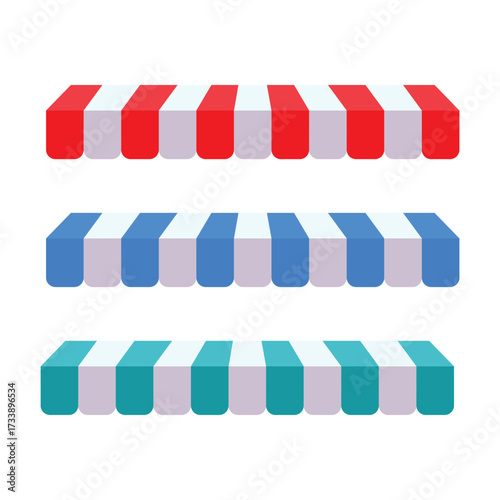 Striped awning tent for shop in different colors
