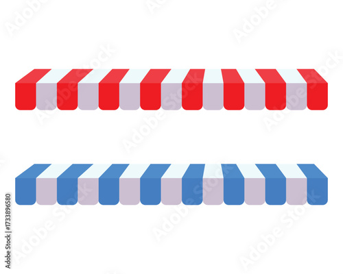 Striped awning tent for shop in different colors