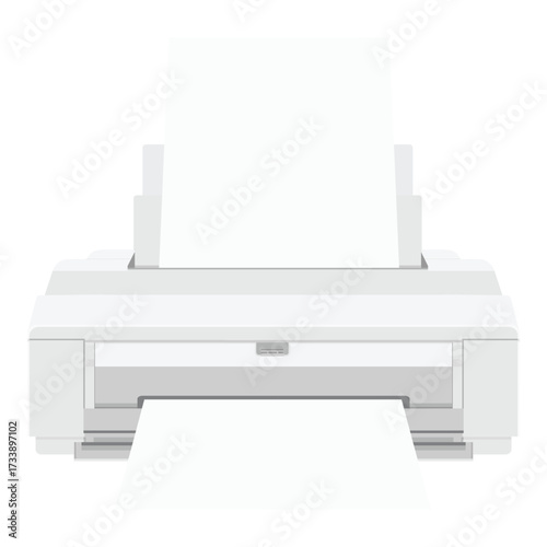 Vector illustration realistic printer, isolated on white background. Printer icon