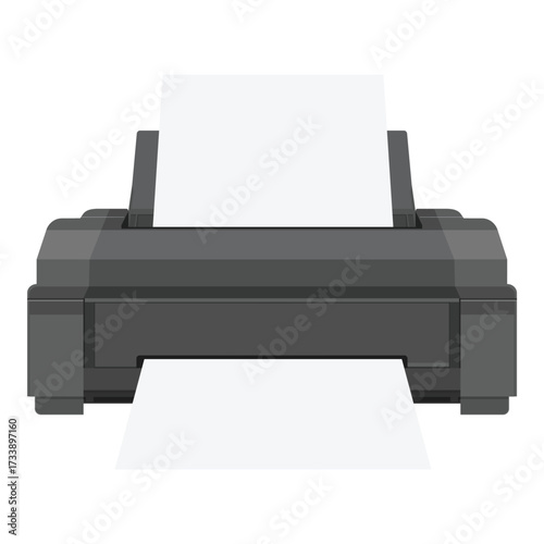 Vector illustration realistic printer, isolated on white background. Printer icon