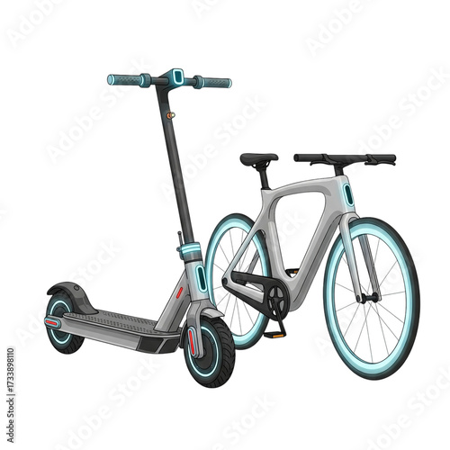 Modern Electric Scooter and Bicycle for Sustainable Urban Mobility and Eco-Friendly Commuting