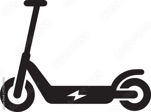 Simple silhouette icon of an electric scooter with a lightning bolt symbol indicating power and energy