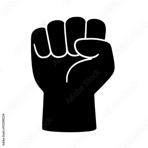 a simple black silhouette of a clenched fist