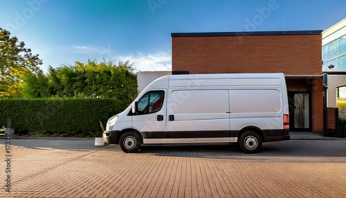 Cargo van parked outside small business 
