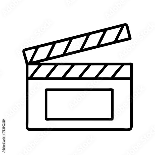 Vector art of clapperboard icon, a symbol of filmmaking, representing the start of a movie scene