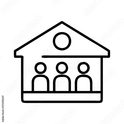 Vector art of team in a house, representing collaboration, community, and real estate