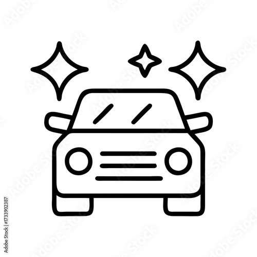 Vector art of clean car icon symbol of car wash, auto detailing, and vehicle maintenance service