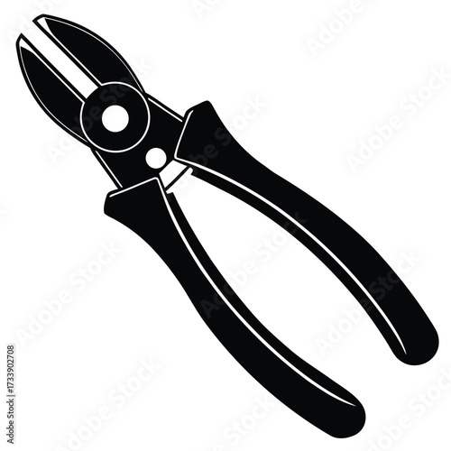 Black silhouette of wire cutting pliers on a white background wire cutters tool